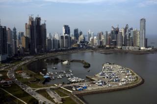 Panama Bay Panama City, Panama has numerous modern high rises that have spectaular views of Panama Bay