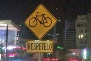 Respect the bicycle riders in Panama City. Panama.